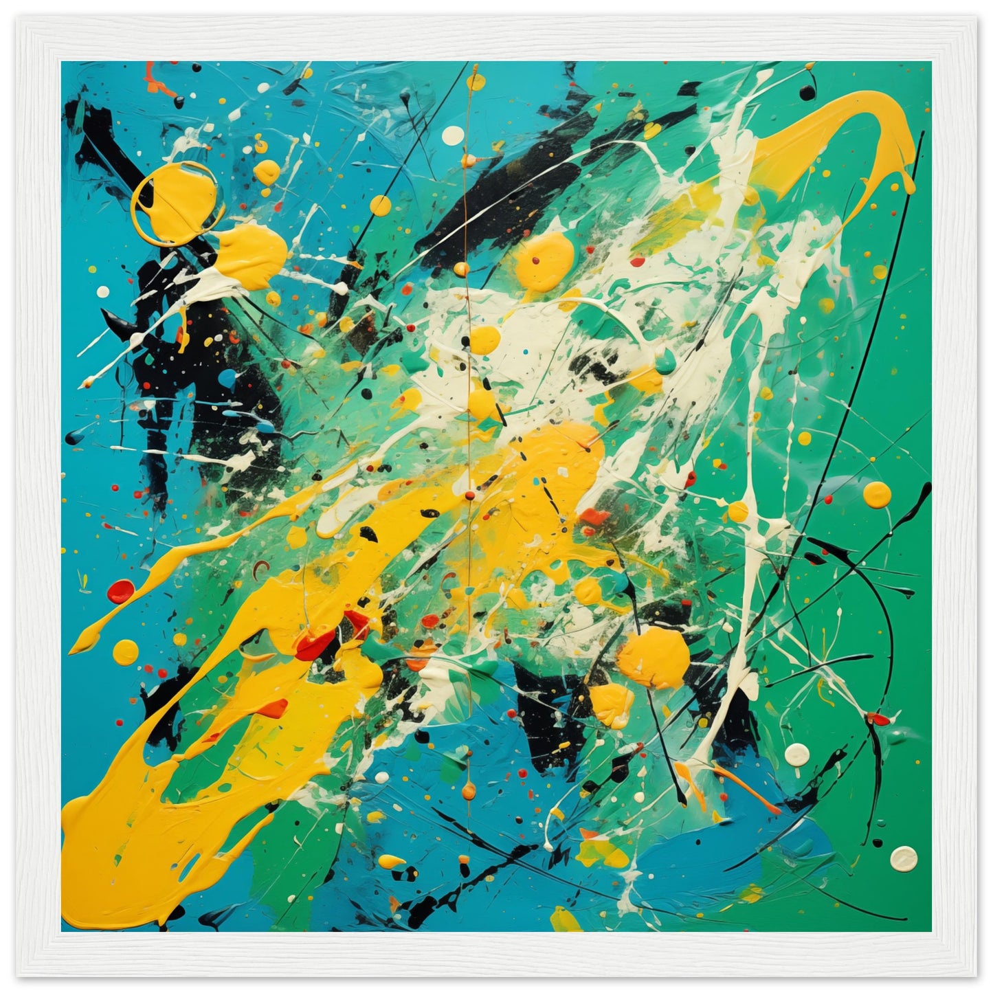 Artwork in Pollock Style Abstract #46 Wood frame 70x70 cm / 28x28"