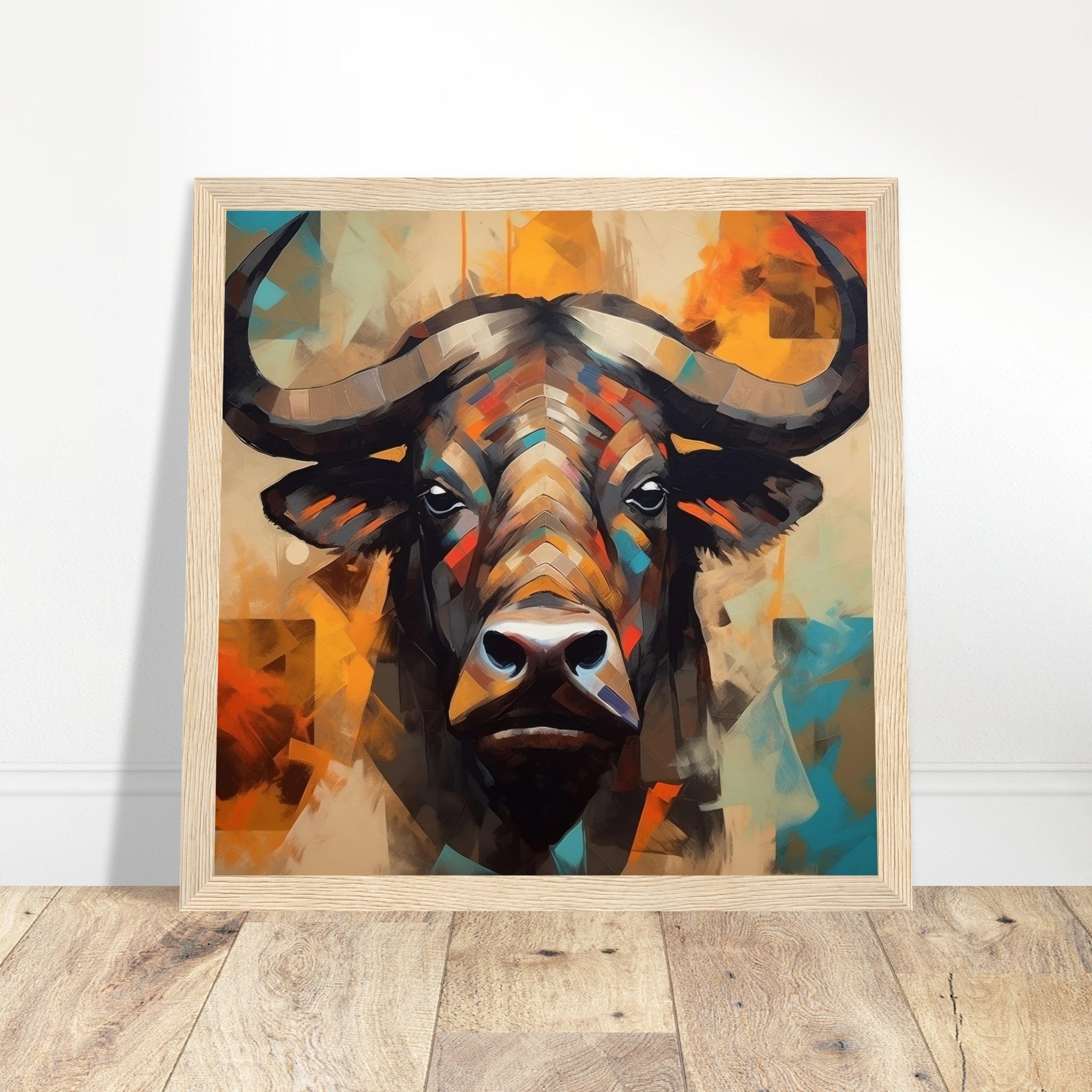 Lone Buffalo, Acrylic Painting, good Unframed Giclée Print