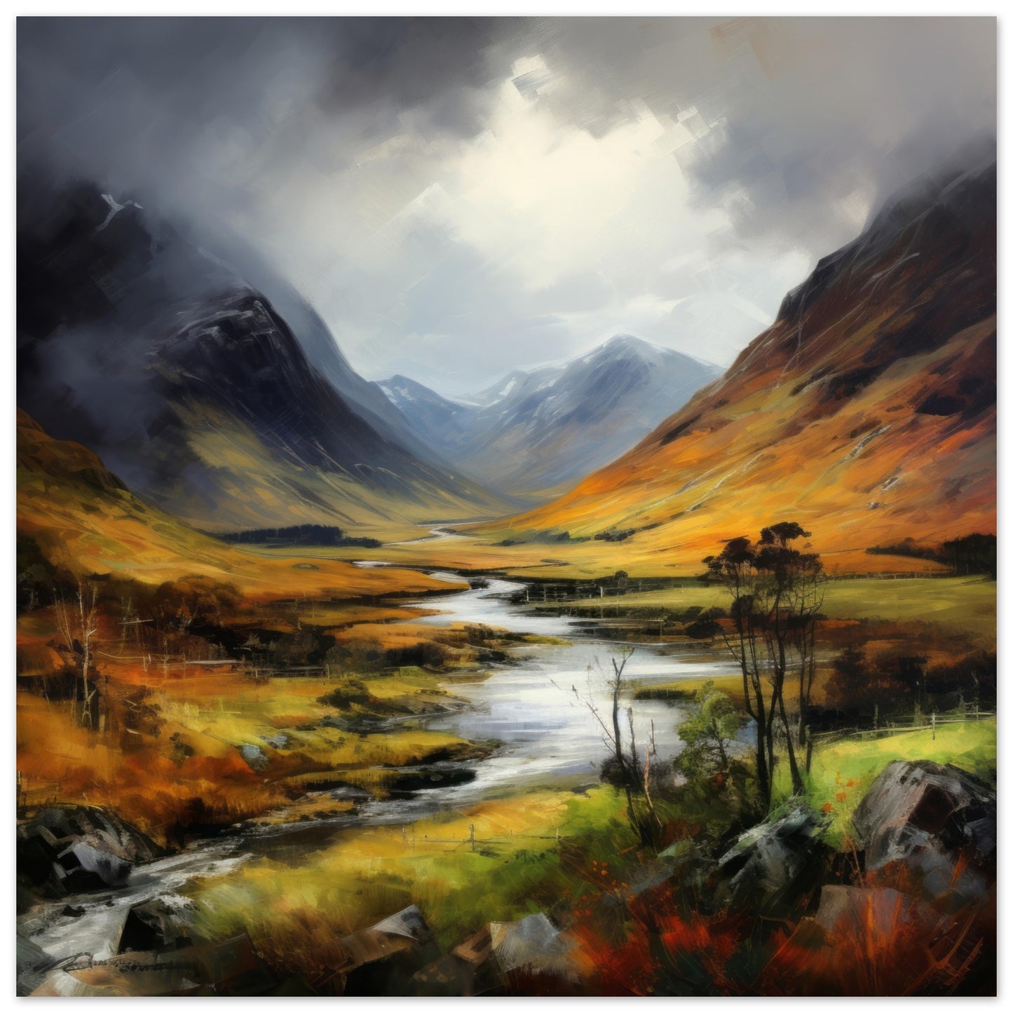 Scottish Highlands Artwork - Print Room Ltd No Frame Selected 70x70 cm / 28x28"