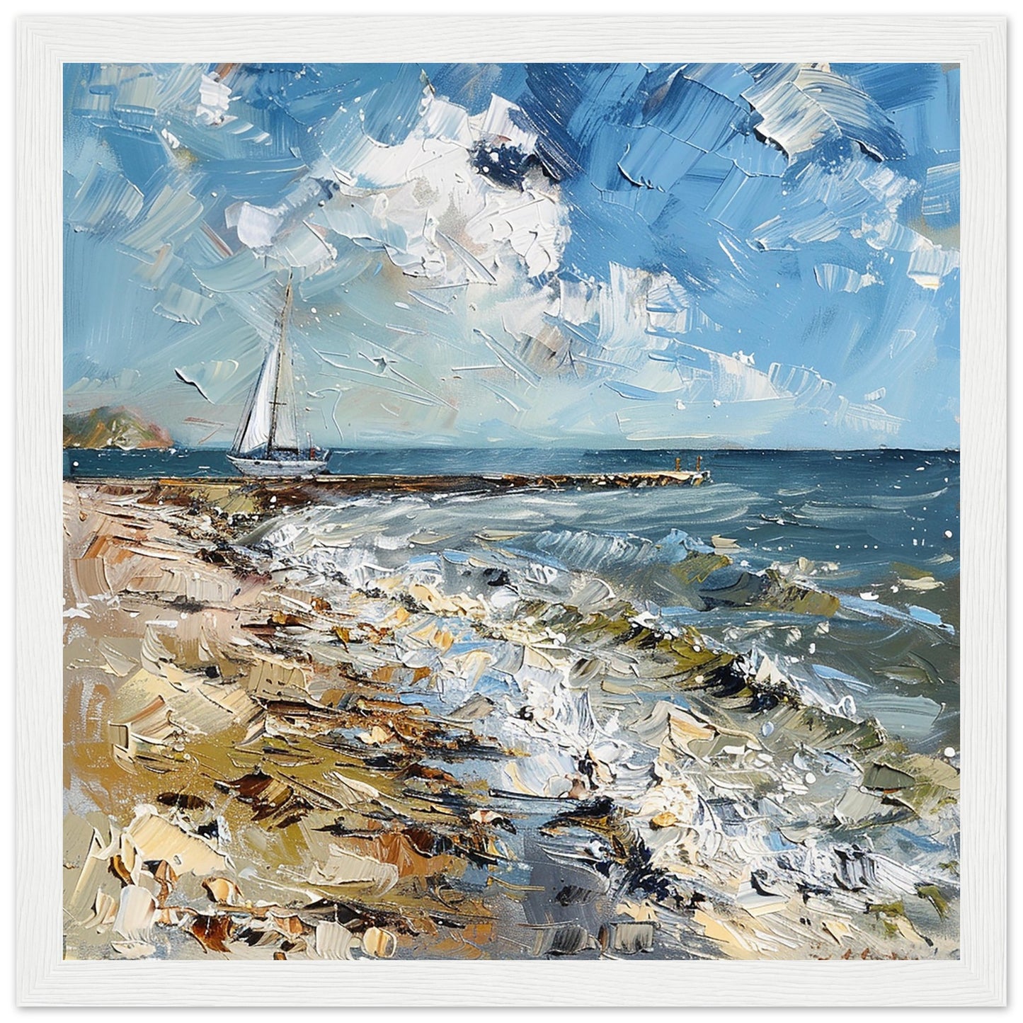 Whitstable Sails white wood framed artwork print | By Print Room Ltd