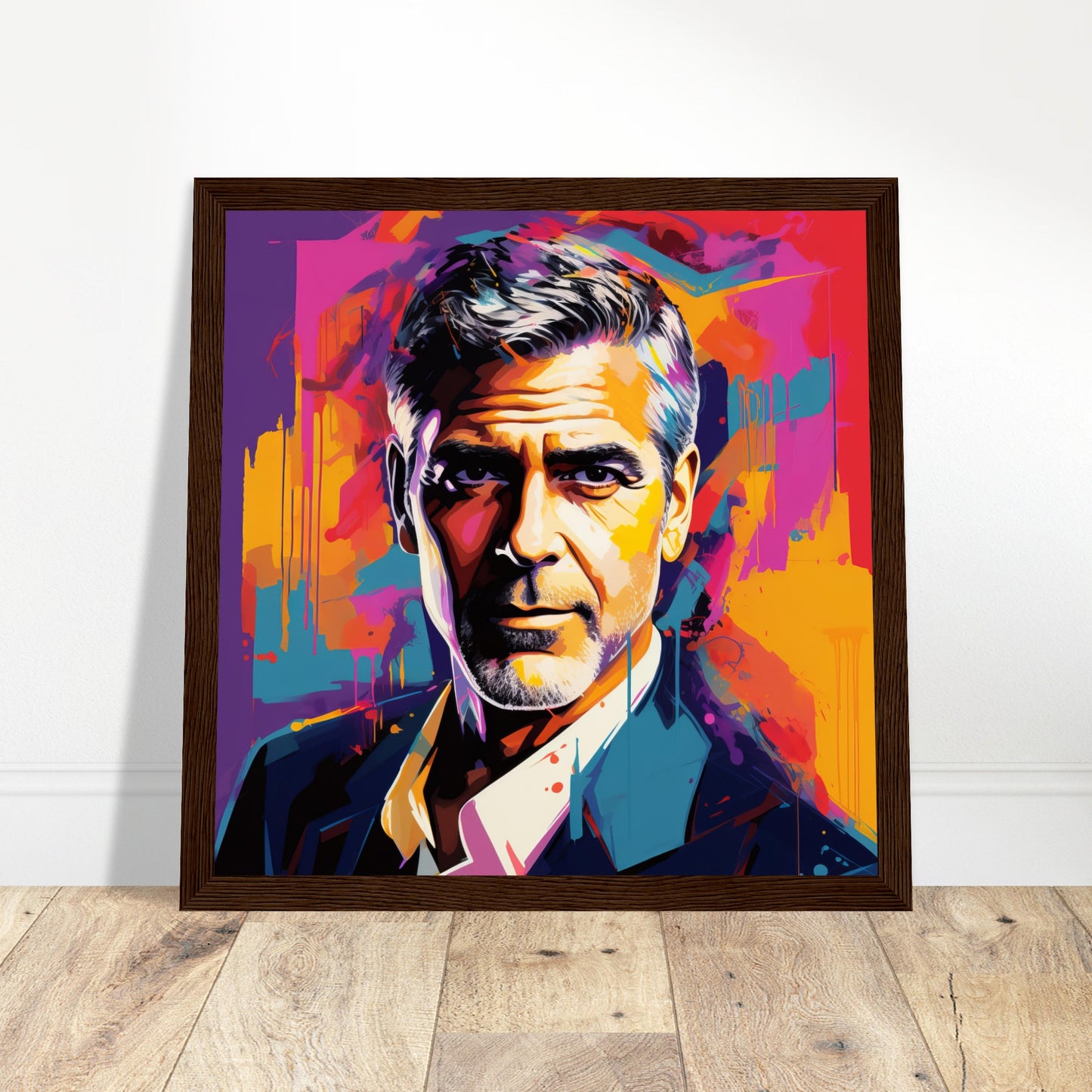 George Clooney Art Print - Print Room Ltd White frame 30x30 cm / 12x12"