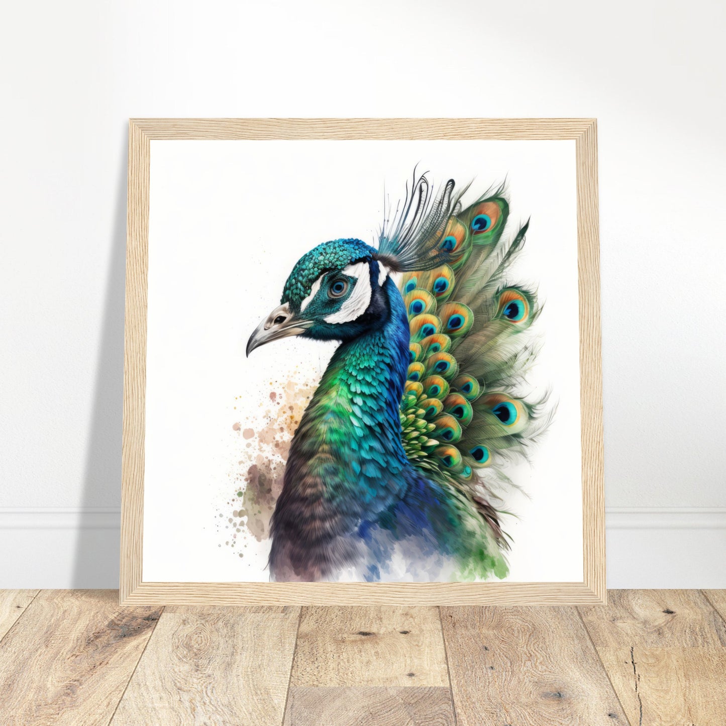 Peacock Artwork Print - Print Room Ltd Black frame 30x30 cm / 12x12"