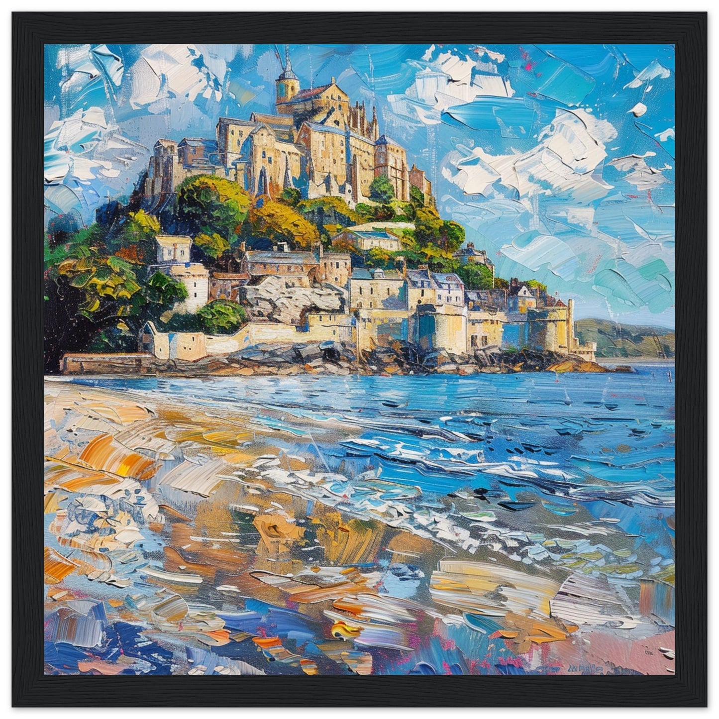 Seaside Serenity at St Michael’s Mount black framed art print | By Print Room Ltd