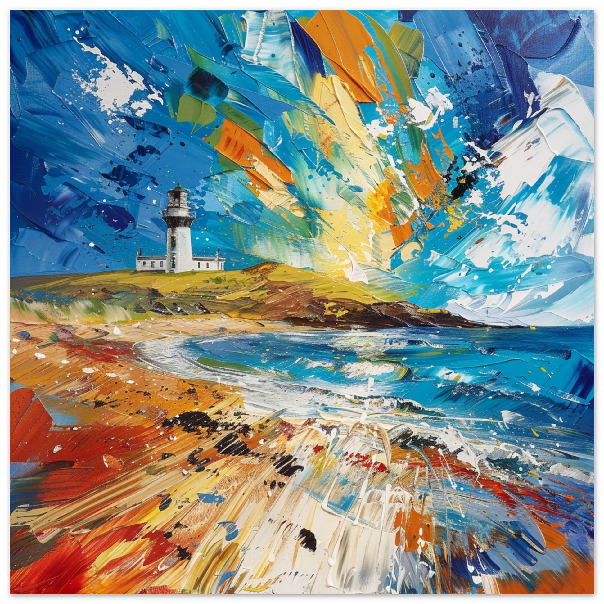 Beacon of Hues: Llanddwyn Light Abstract | Print Room Ltd