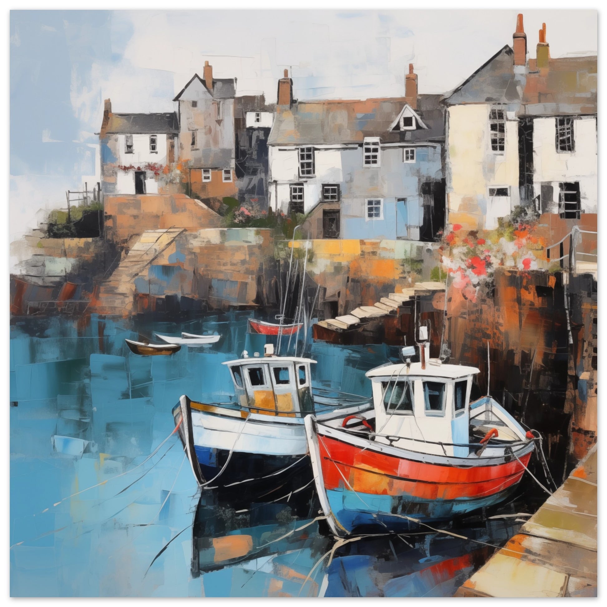 Port Isaac Seascape Artwork Prints - Print Room Ltd No frame 30x30 cm / 12x12"