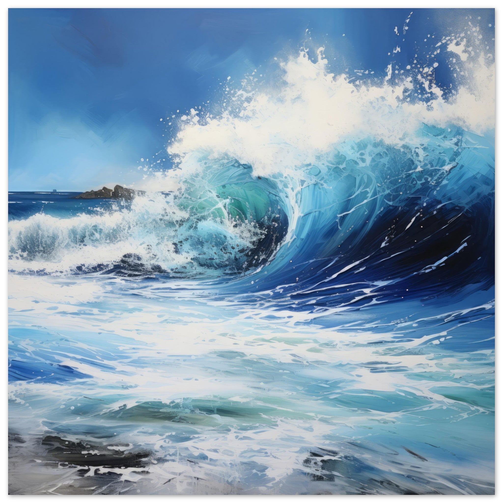 Wave painting/Giclee on canvas print/Acrylic painting/Surf store art/Ocean print