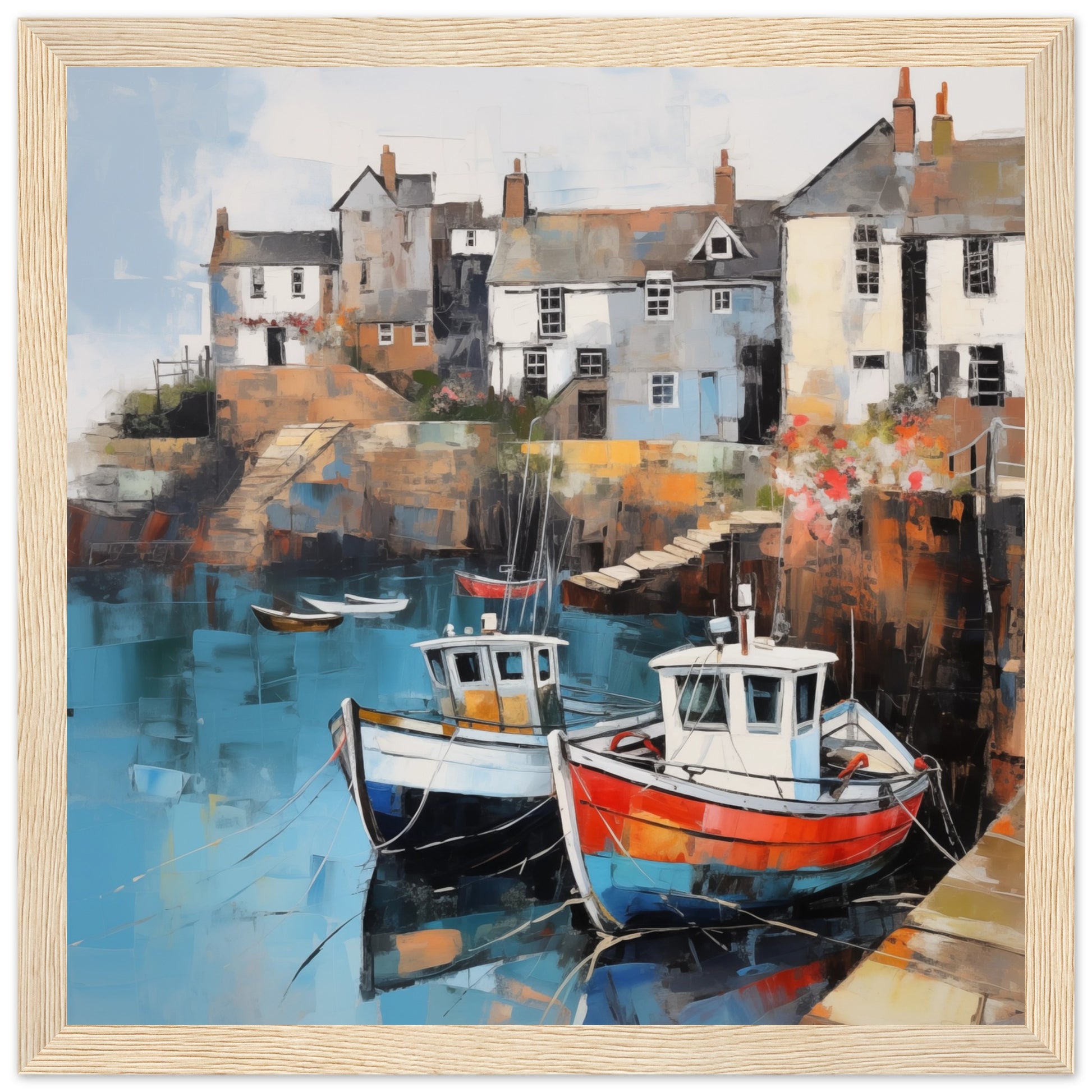 Port Isaac Seascape Artwork Prints - Print Room Ltd Black frame 30x30 cm / 12x12"