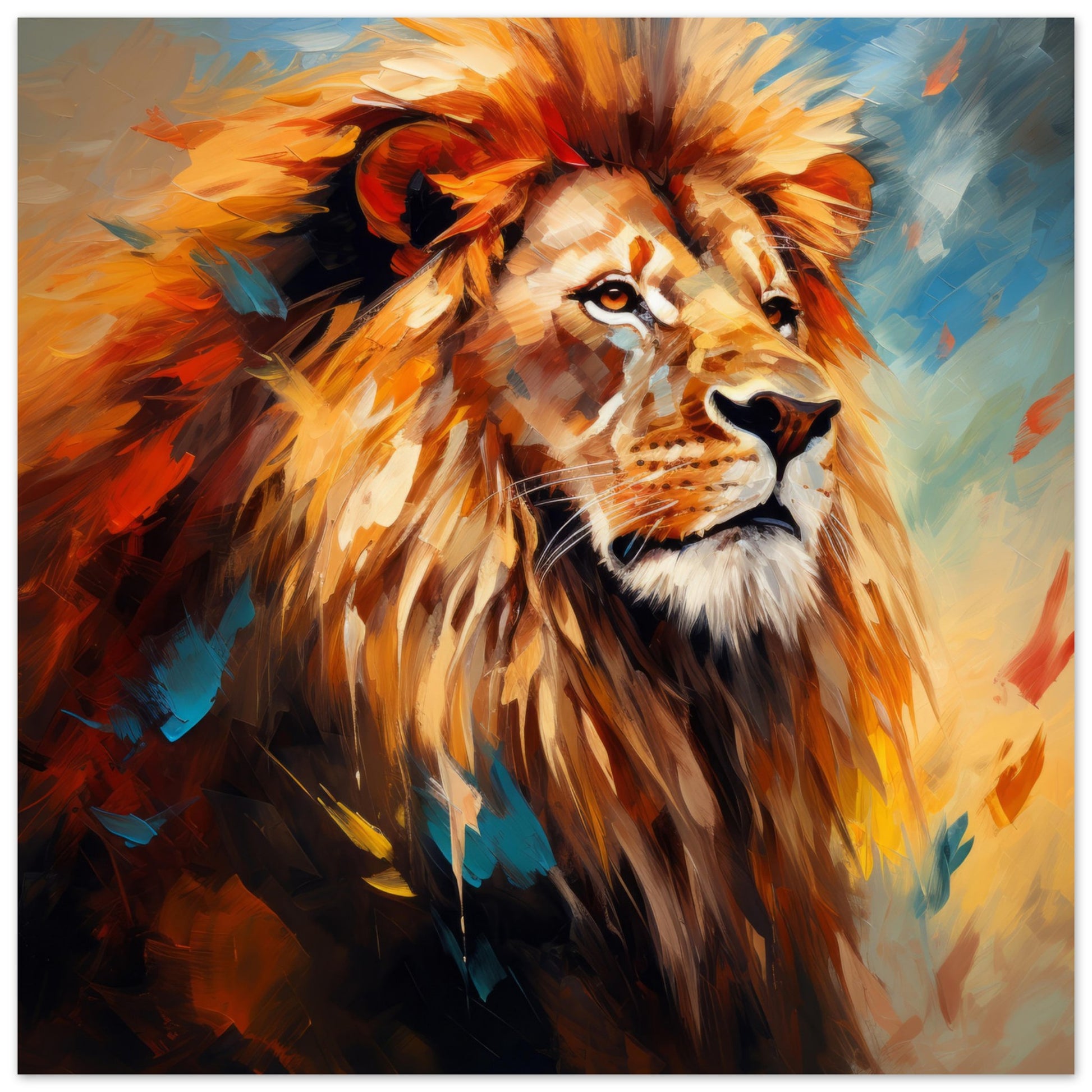 Lion Print - King of Beasts Print Room Ltd No Frame Selected 70x70 cm / 28x28"