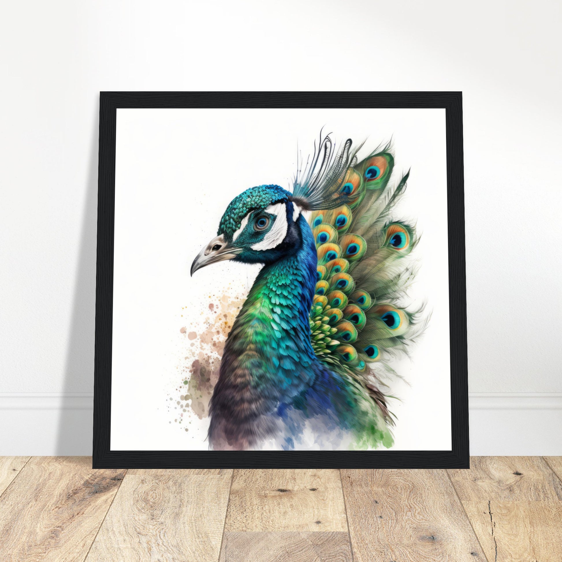 Peacock Artwork Print - Print Room Ltd White frame 50x50 cm / 20x20"