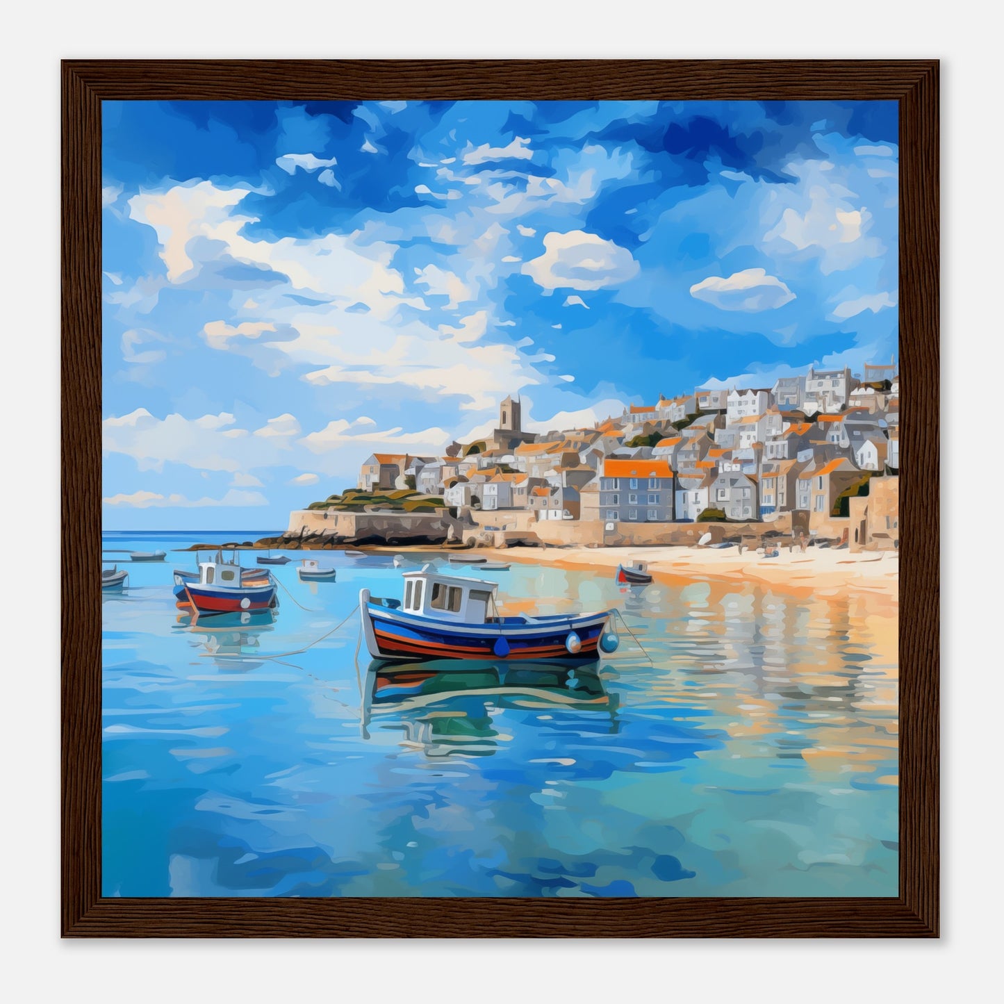 St Ives Seascape Abstract Artwork - Print Room Ltd Black frame 50x50 cm / 20x20"