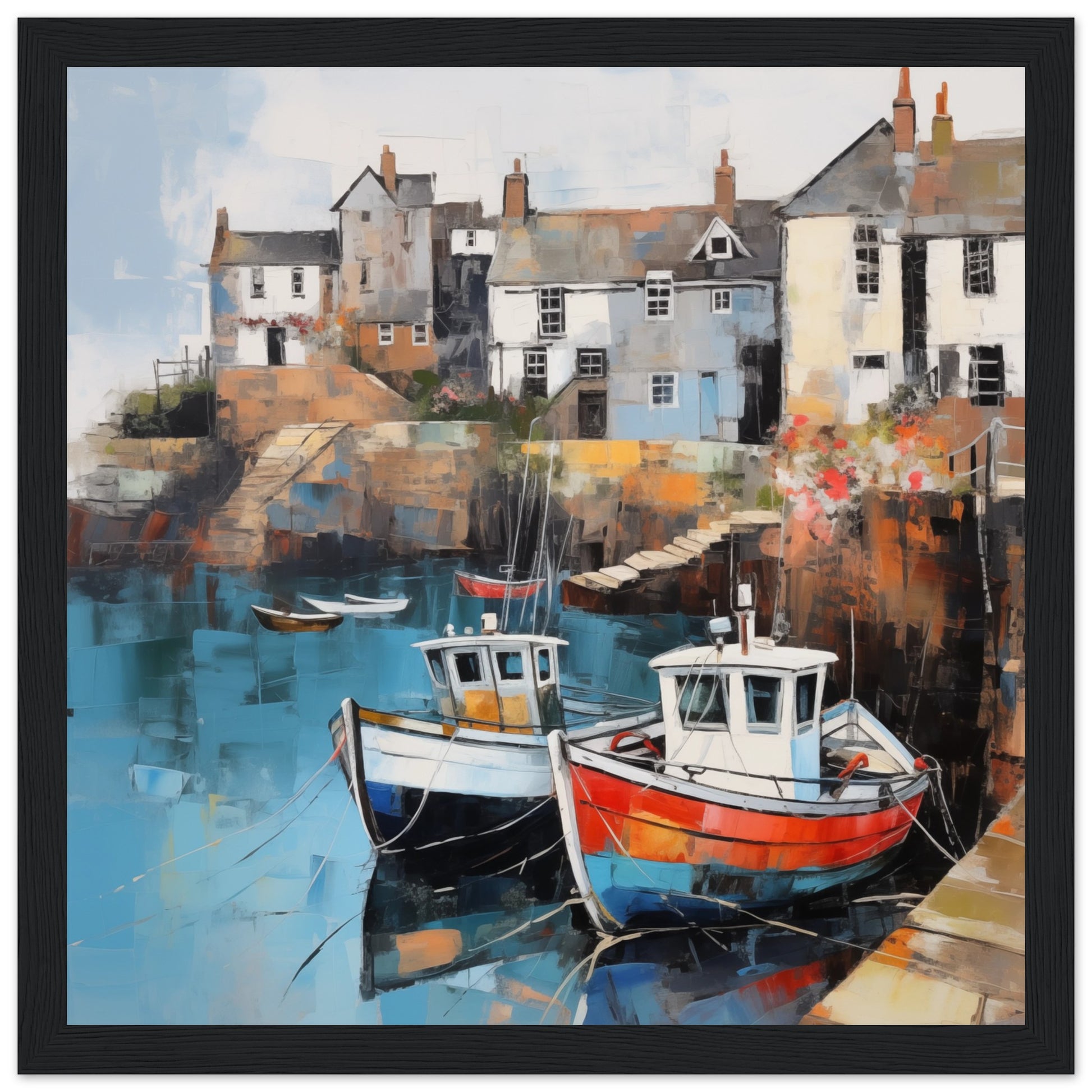 Port Isaac Seascape Artwork Prints - Print Room Ltd No frame 70x70 cm / 28x28"