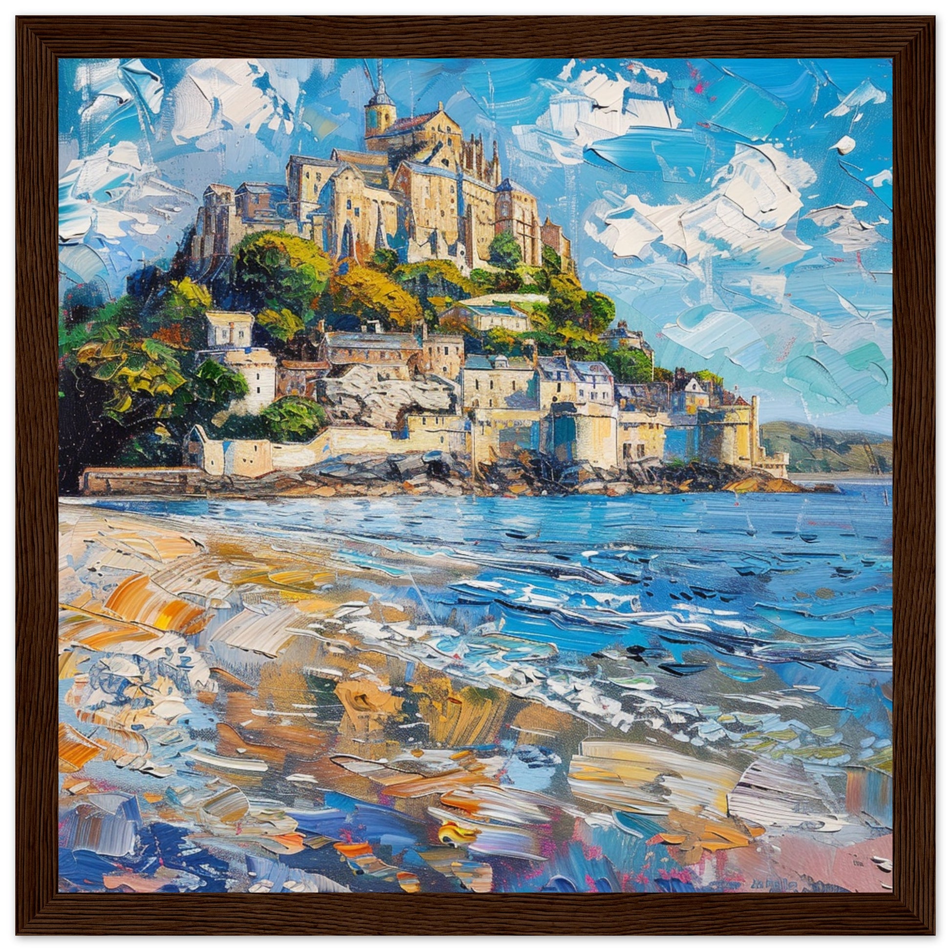 Seaside Serenity at St Michael’s Mount dark wood framed art print | By Print Room Ltd