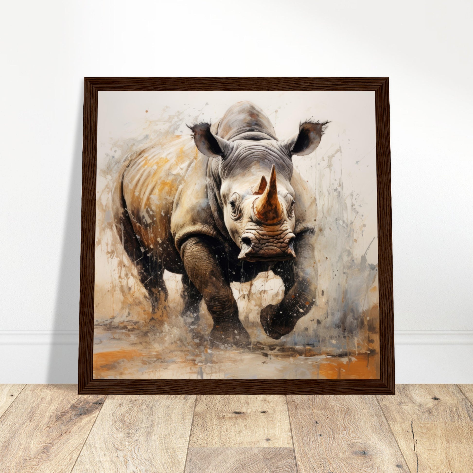 Rhino Wild Art Print - Print Room Ltd Black frame 50x50 cm / 20x20"