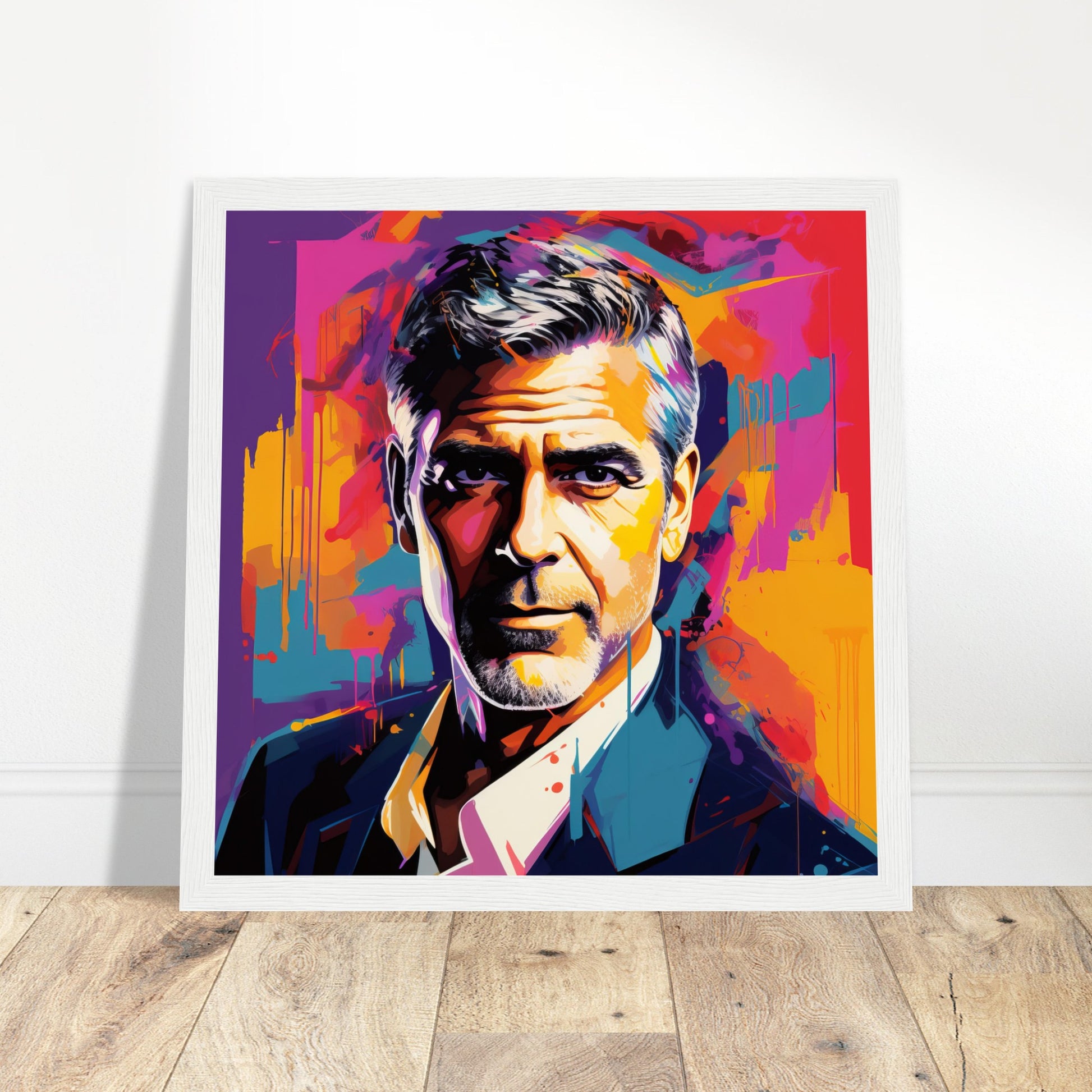 George Clooney Art Print - Print Room Ltd Dark wood frame 70x70 cm / 28x28"