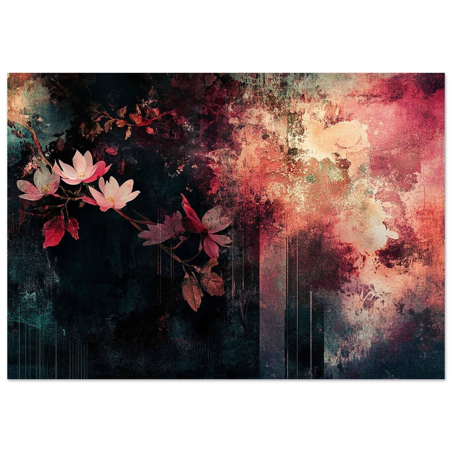 Abstract Floral Mixed Media Art Print