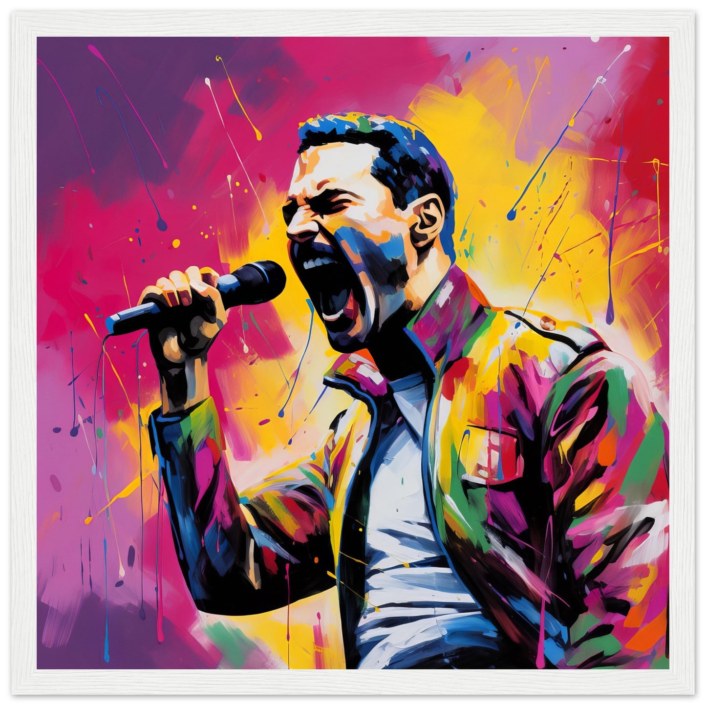 Freddy Mercury Pop Art Print White Frame