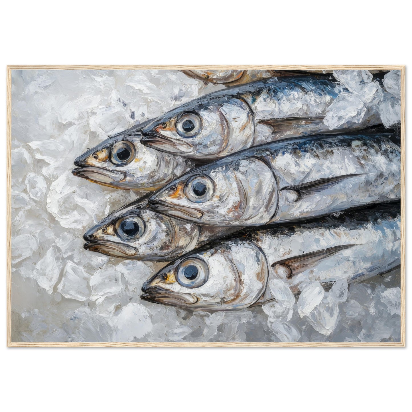 Fresh Catch Art Print Light Wood Frame