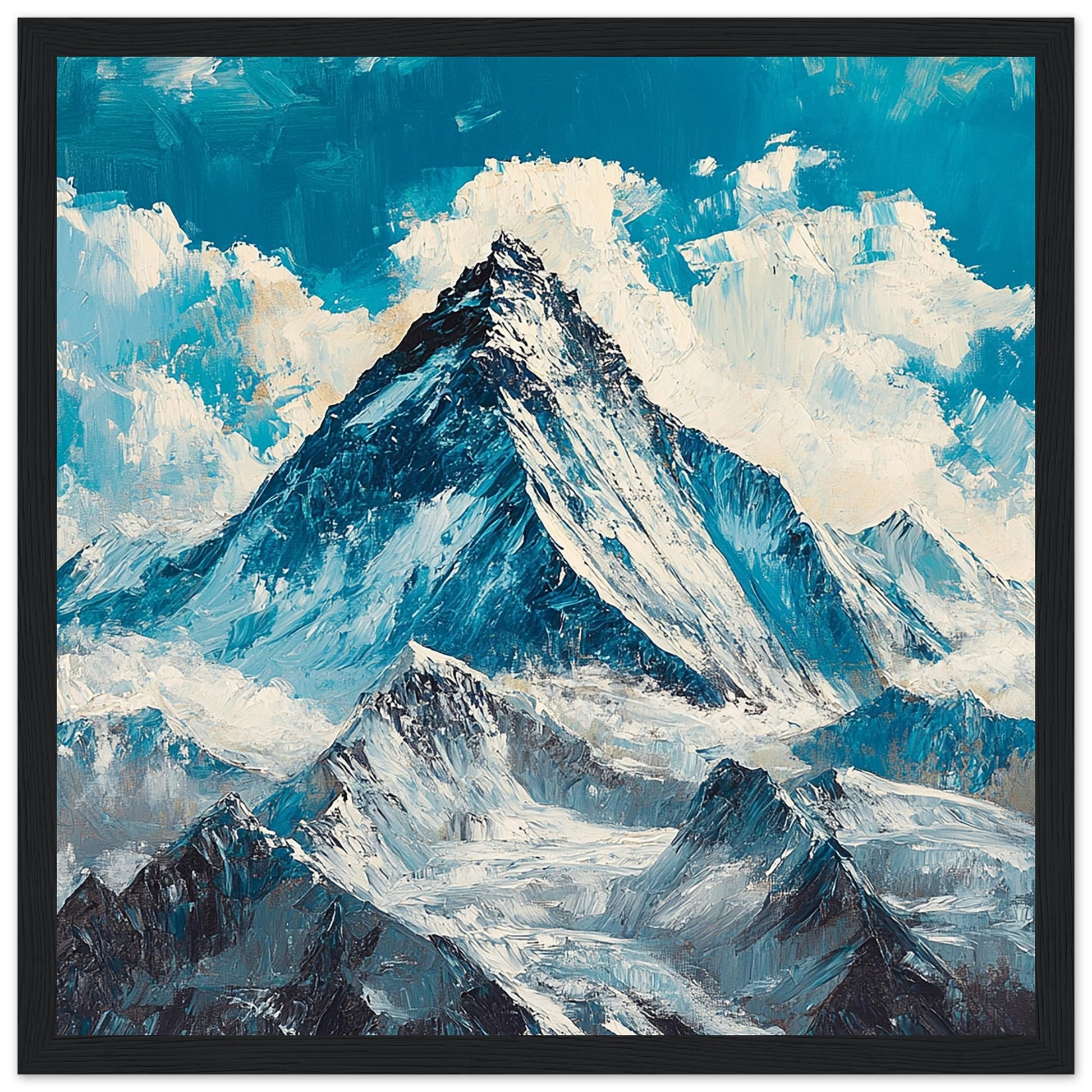 Majestic Mount Everest Art Print Black Frame