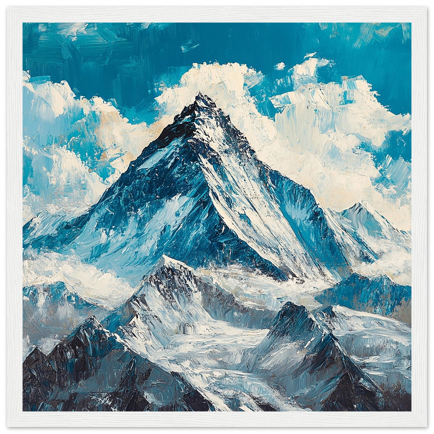 Majestic Mount Everest Art Print White Frame