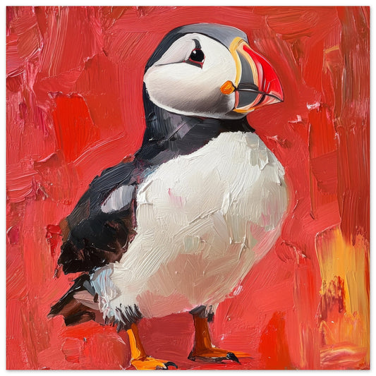 Raspberry Puffin Pop Art Print