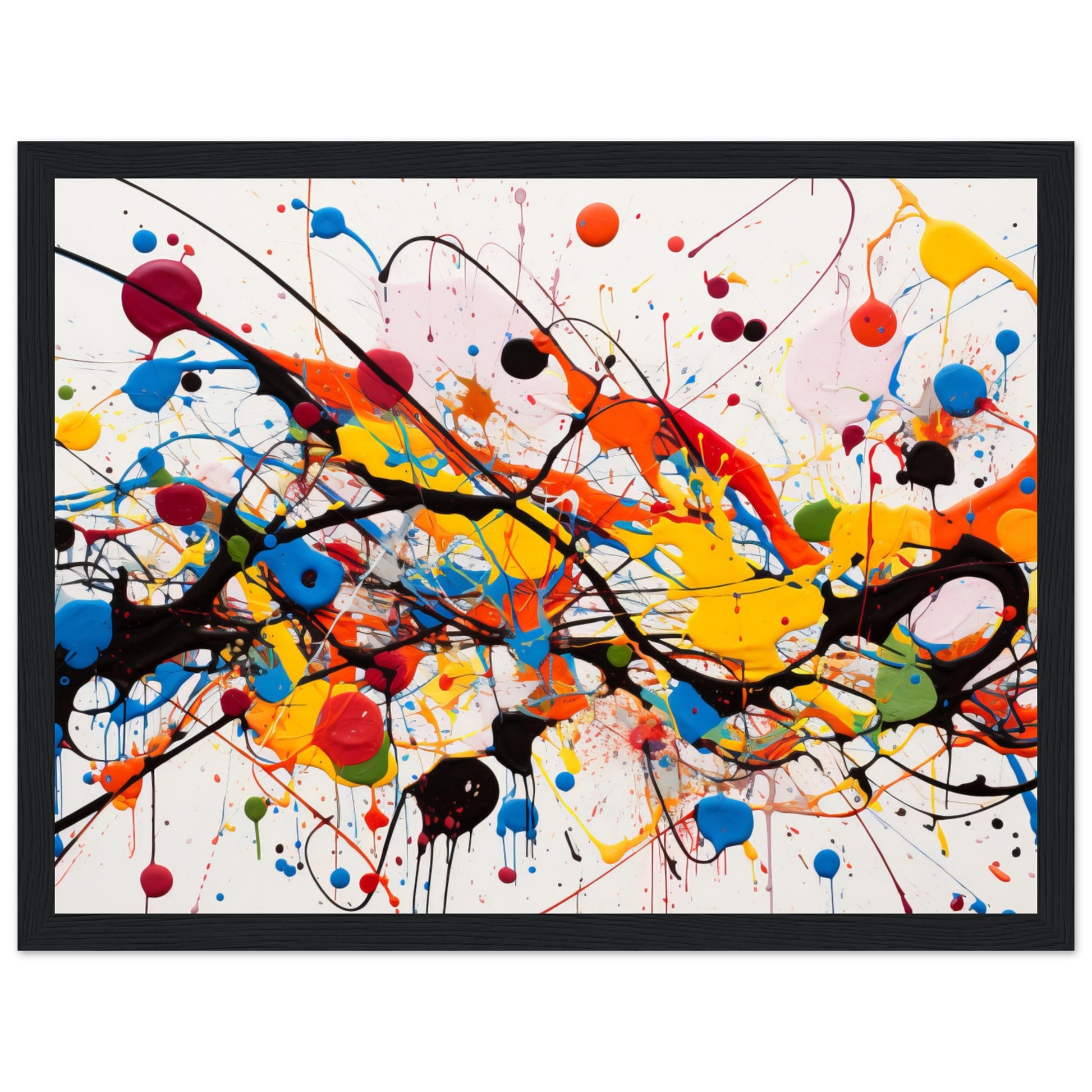 Abstract Art #03 - Inspired by Pollock White frame 50x70 cm / 20x28"