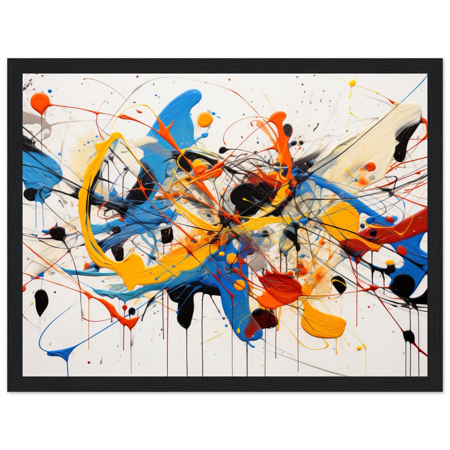 Abstract Art #15 - Pollock Style Black frame 50x70 cm / 20x28"