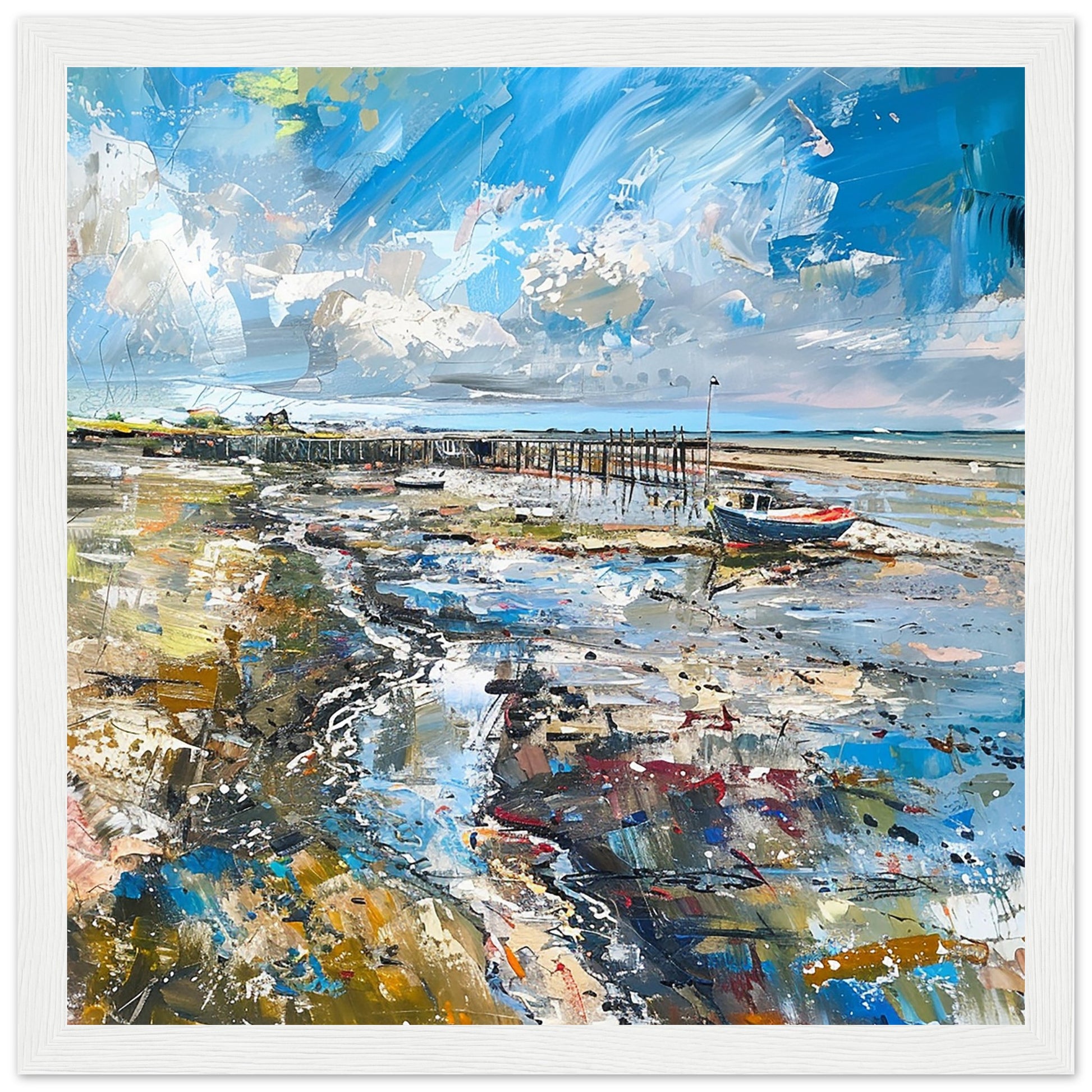 Whitstable's Shores white wood framed artwork print | By Print Room Ltd