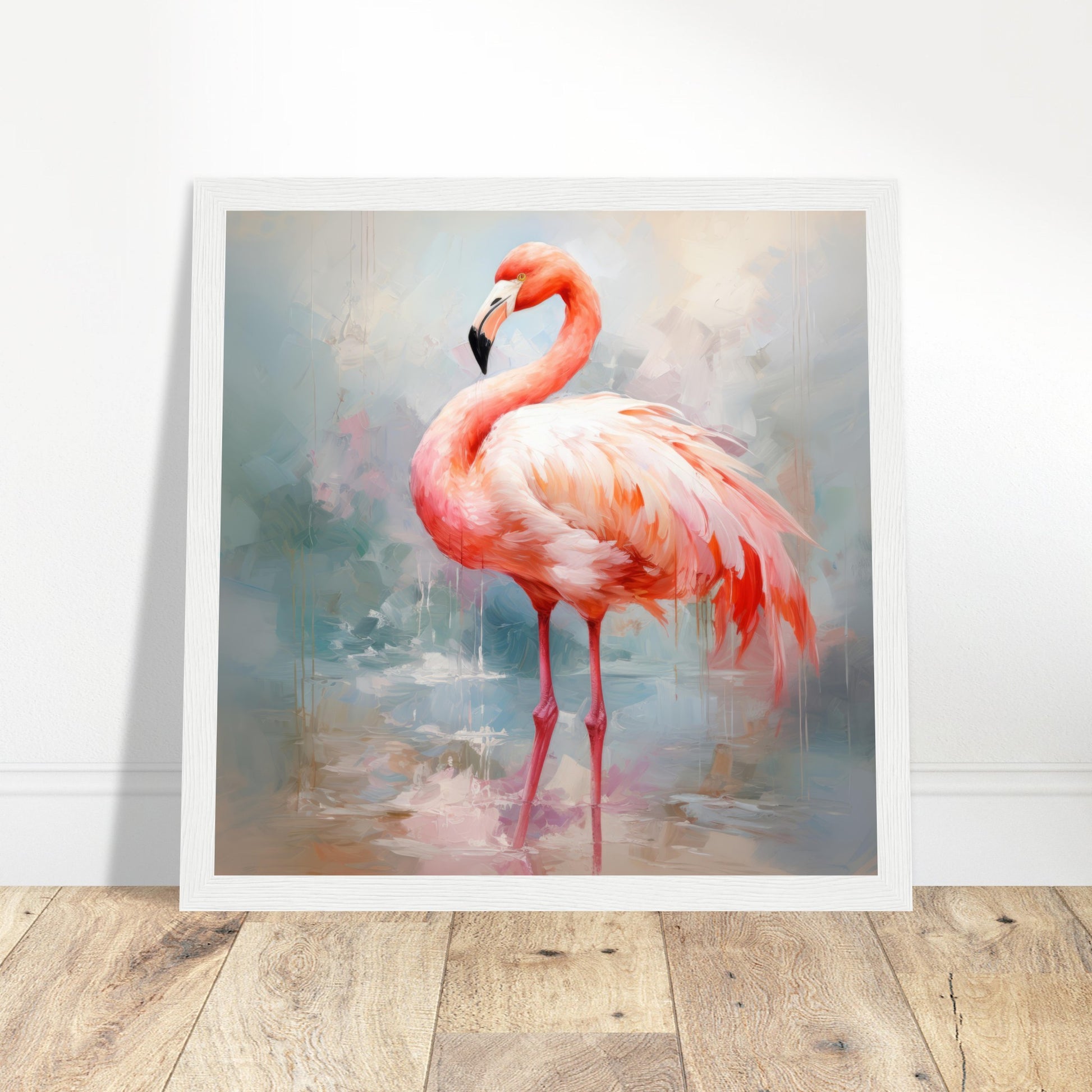 Flamboyant Flamingo Art - Print Room Ltd Dark wood frame 70x70 cm / 28x28"