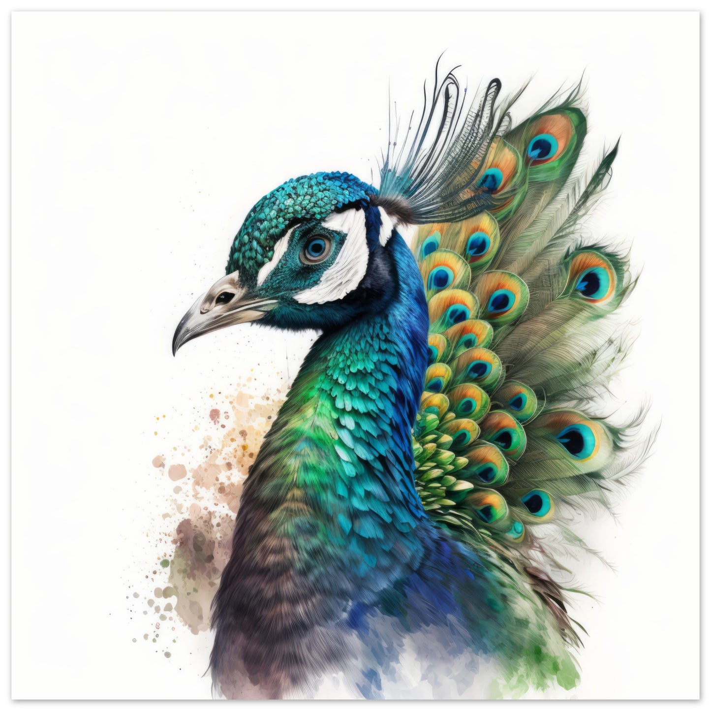 Peacock Artwork Print - Print Room Ltd No Frame Selected 70x70 cm / 28x28"