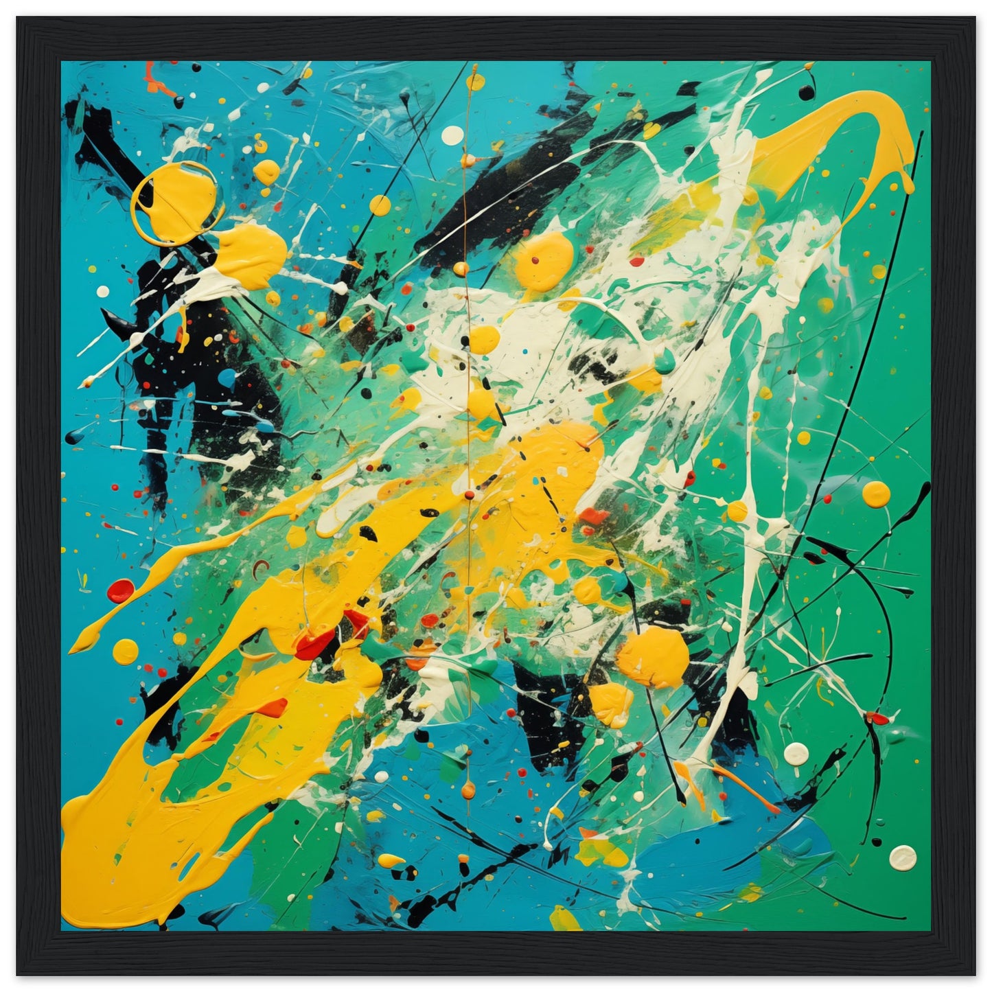 Artwork in Pollock Style Abstract #46 White frame 70x70 cm / 28x28"